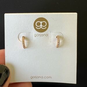 Gorjana gold tone pave semi circle stud earrings